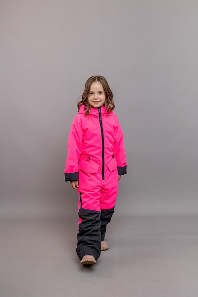 Демисезонный комбинезон Батик Бэрри 610-24в-2 ярко-розовый/чугунный