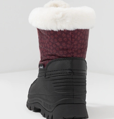 Зимние ботинки KicKers Sealsnow Burgundy pink flowery 653262-10 183 вид сзади