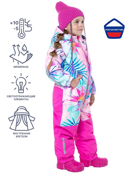 Демисезонный комбинезон NIKASTYLE 8м0623 пудра/голубой