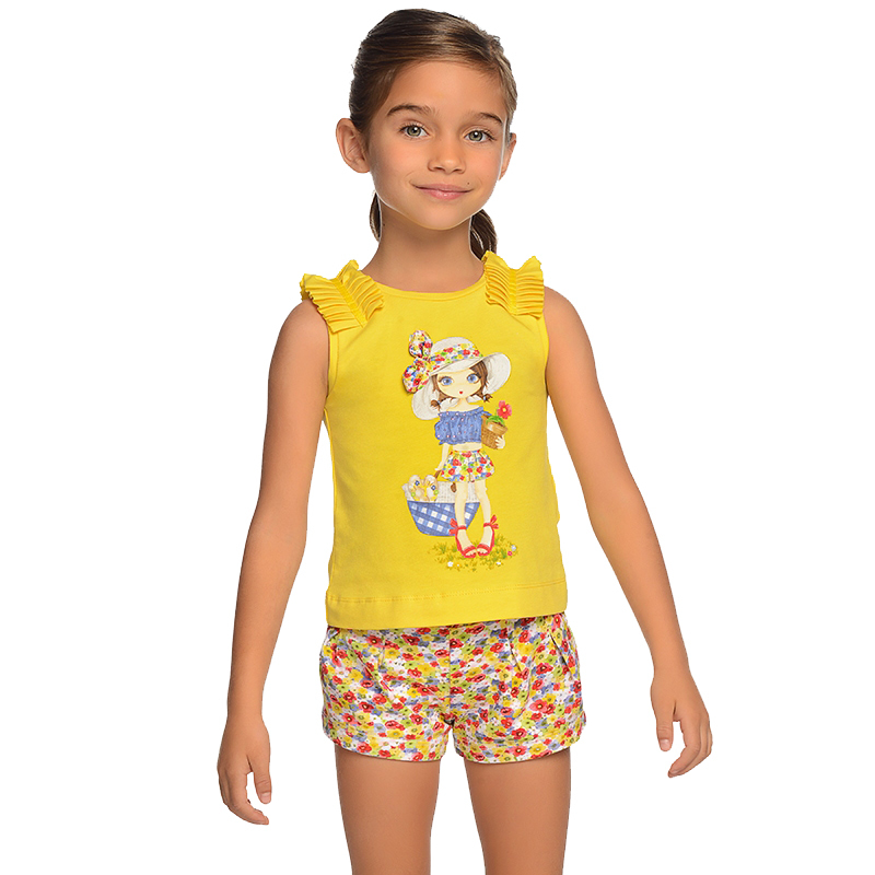 картинка Комплект Mayoral детский майка и шорты Девочка с цветами 322294 от магазина Одежда+