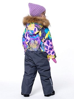 Зимний комбинезон NIKASTYLE 8з0223 розовый/серый