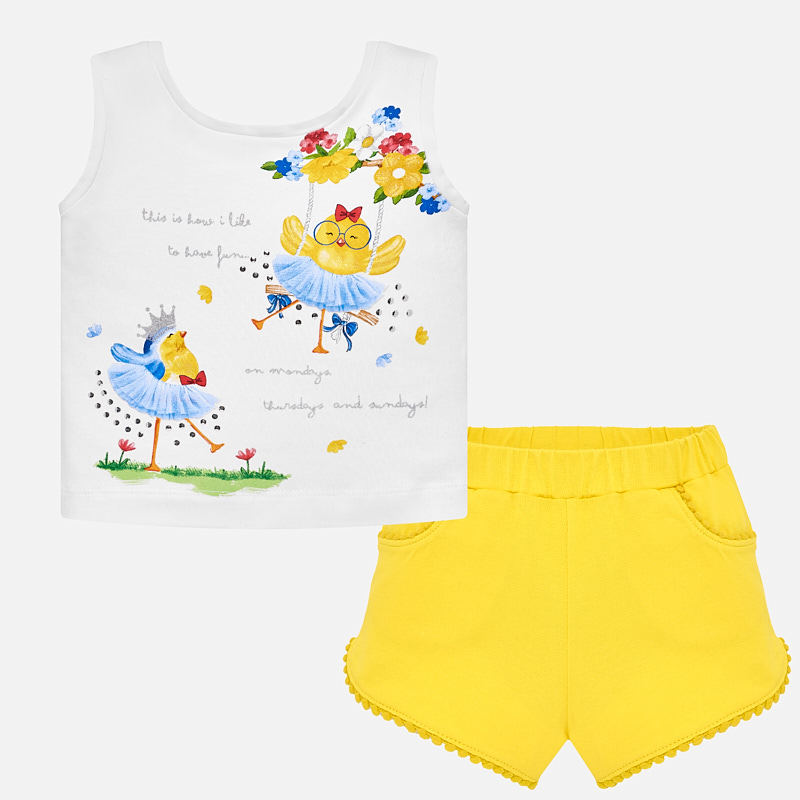 картинка Комплект Mayoral детский майка и шорты Цыплята 123265 от магазина Одежда+