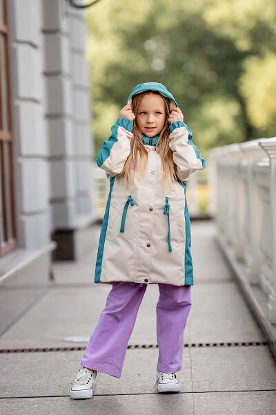 Демисезонная плащ Batik Френсис 530-23в колор блок сиреневый