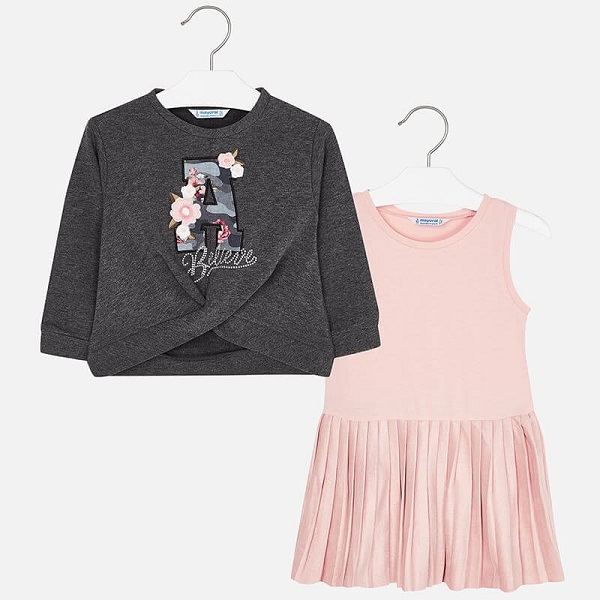 картинка Комплект Mayoral детский платье и пуловер розовый 494175 от магазина Одежда+