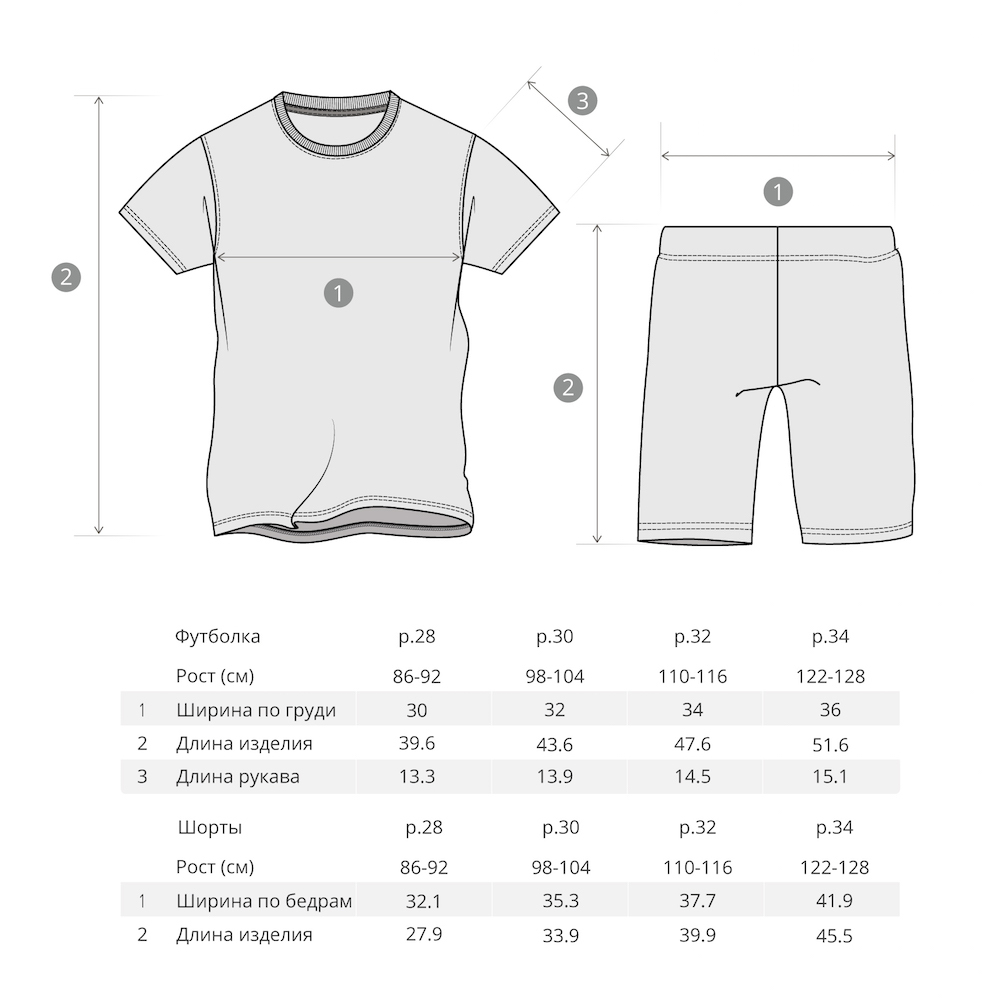 Схема размера футболки
