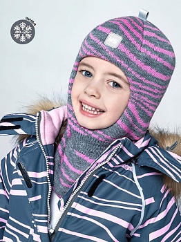 Шлем NIKASTYLE 10з7622 серый/розовый зимний
