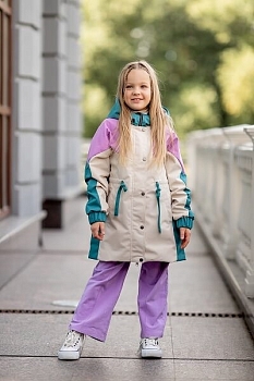 Демисезонная плащ Batik Френсис 530-23в колор блок сиреневый