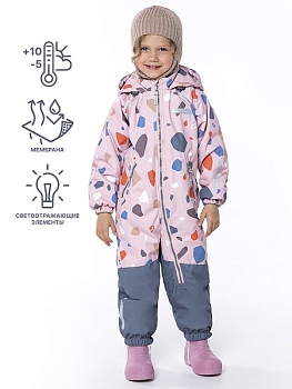 Демисезонный комбинезон NIKASTYLE 8м0224 пудра/серый