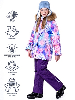 Зимний комплект NIKASTYLE 7з1223 персиковый/черничный